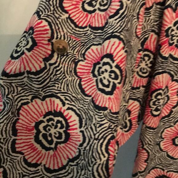 Izod Womens Dress Tunic Top Button Front Back Tie Blue Bright Pink White Size XL - Picture 6 of 8